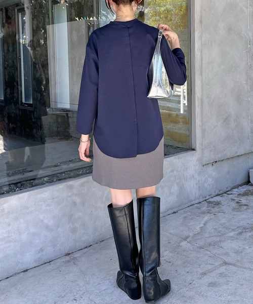 COLLAGE GALLARDAGALANTE（コラージュガリャルダガランテ）の「裾切替7分袖Tシャツ（Tシャツ/カットソー・レディース・オフホワイト/ネイビー/ベージュ・FREE）」の16枚目の写真