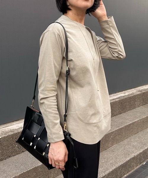 COLLAGE GALLARDAGALANTE（コラージュガリャルダガランテ）の「裾切替7分袖Tシャツ（Tシャツ/カットソー・レディース・オフホワイト/ネイビー/ベージュ・FREE）」の20枚目の写真