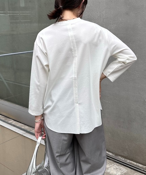 COLLAGE GALLARDAGALANTE（コラージュガリャルダガランテ）の「裾切替7分袖Tシャツ（Tシャツ/カットソー・レディース・オフホワイト/ネイビー/ベージュ・FREE）」の7枚目の写真