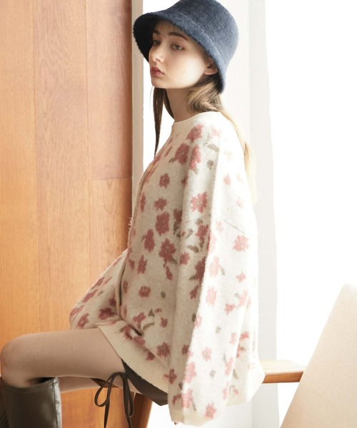 archives（アルシーヴ）の「フラワーＪＱブラッシュニットカーディガン（カーディガン/ボレロ・レディース・サックスブルー/ピンク/ブルーグレー・MEDIUM）」の5枚目の写真