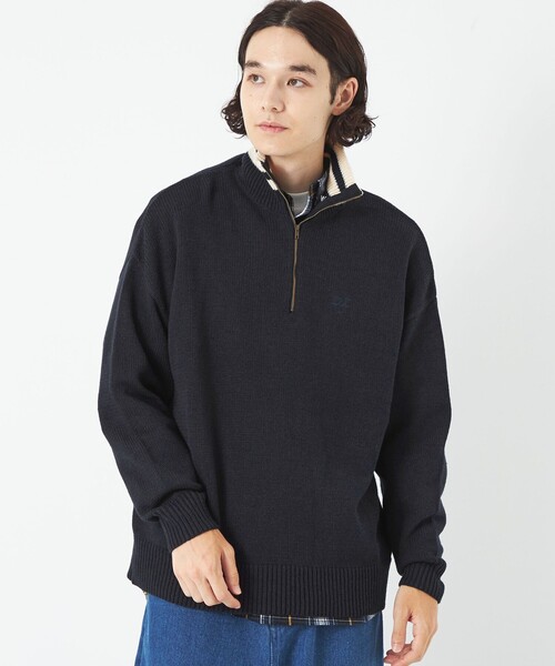 green label relaxing（グリーンレーベルリラクシング）の「【WEB限定】＜kinoko.さん × GLR or＞ハーフジップ ニット プルオーバー（ニット/セーター・メンズ・オフホワイト/オレンジ系その他/ネイビー・M/L/S）」の3枚目の写真