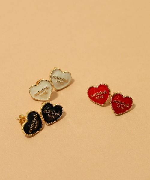 MILKFED.（ミルクフェド）の「HEART LOGO STUD EARRINGS（ピアス（両耳用）・レディース・ホワイト/ブラック/レッド・ONE SIZE）」の7枚目の写真