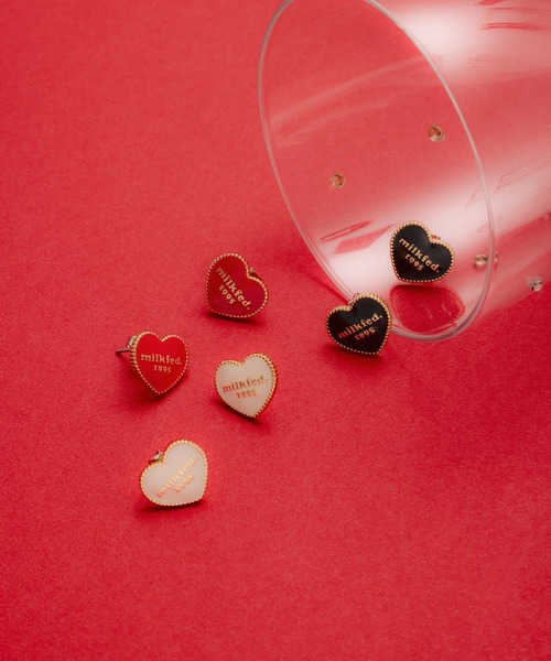 MILKFED.（ミルクフェド）の「HEART LOGO STUD EARRINGS（ピアス（両耳用）・レディース・ホワイト/ブラック/レッド・ONE SIZE）」の12枚目の写真