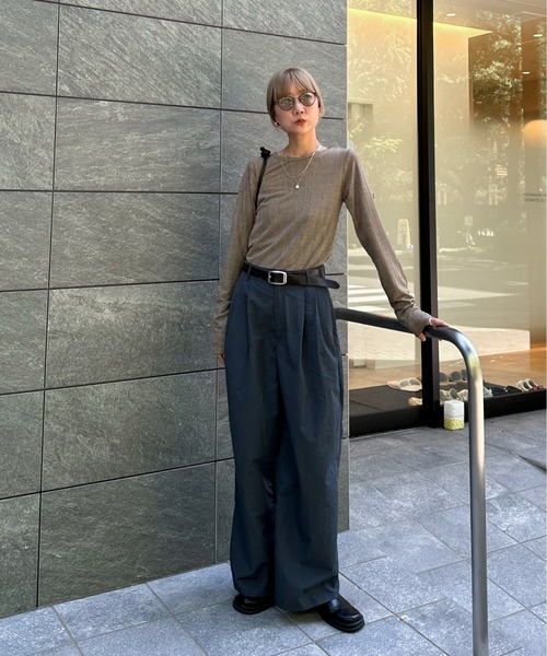 feepur（フェピュール）の「バックオープンランダムリブラメロンTee（Tシャツ/カットソー・レディース・モカ/オフホワイト/ブラック・MEDIUM）」の10枚目の写真