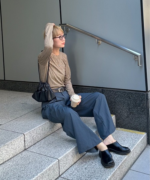 feepur（フェピュール）の「バックオープンランダムリブラメロンTee（Tシャツ/カットソー・レディース・モカ/オフホワイト/ブラック・MEDIUM）」の18枚目の写真