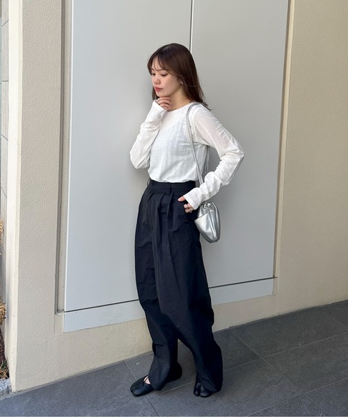 feepur（フェピュール）の「バックオープンランダムリブラメロンTee（Tシャツ/カットソー・レディース・モカ/オフホワイト/ブラック・MEDIUM）」の19枚目の写真