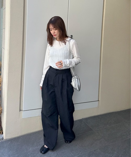 feepur（フェピュール）の「バックオープンランダムリブラメロンTee（Tシャツ/カットソー・レディース・モカ/オフホワイト/ブラック・MEDIUM）」の20枚目の写真