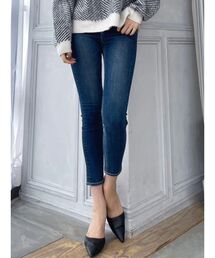 GYDA | ミドルウエスト アシンメトリーデザイン スキニーデニムパンツ(デニムパンツ)