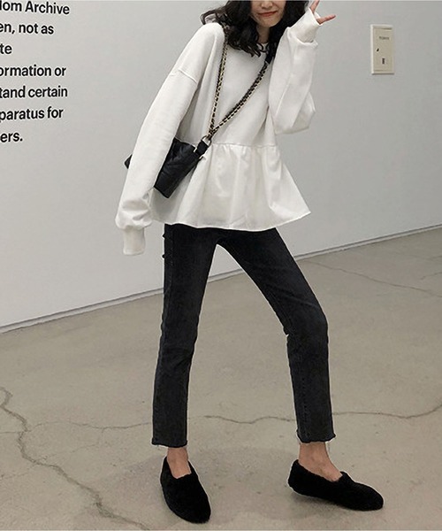 MAISON DE THERESE（メゾン ド テレーズ）の「長袖ペプラムTシャツ（Tシャツ/カットソー・レディース・ホワイト/ブラック/ブルー/イエロー・M/L）」の8枚目の写真