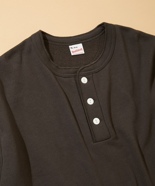 Healthknit（ヘルスニット）の「Healthknit CLASSIC SWEAT HENLEY L/S (54005)（スウェット・メンズ・スミクロ/ヘザーグレー/レッド/サンドベージュ・LARGE/MEDIUM/X-LARGE）」の12枚目の写真