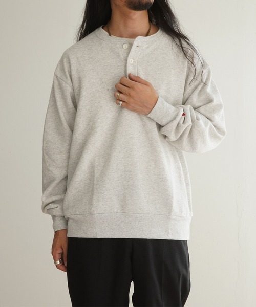 Healthknit（ヘルスニット）の「Healthknit CLASSIC SWEAT HENLEY L/S (54005)（スウェット・メンズ・スミクロ/ヘザーグレー/レッド/サンドベージュ・LARGE/MEDIUM/X-LARGE）」の20枚目の写真