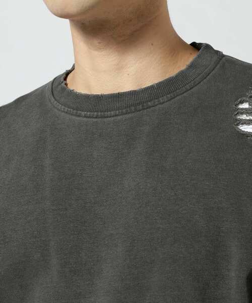 WHITELAND（ホワイトランド）の「WHITELAND/ホワイトランド/DAMEGE WIDE SWEAT/ダメージワイドスウェット（スウェット・レディース・チャコールグレー・F）」の2枚目の写真
