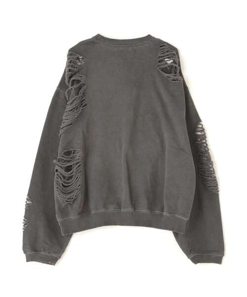 WHITELAND（ホワイトランド）の「WHITELAND/ホワイトランド/DAMEGE WIDE SWEAT/ダメージワイドスウェット（スウェット・レディース・チャコールグレー・F）」の5枚目の写真