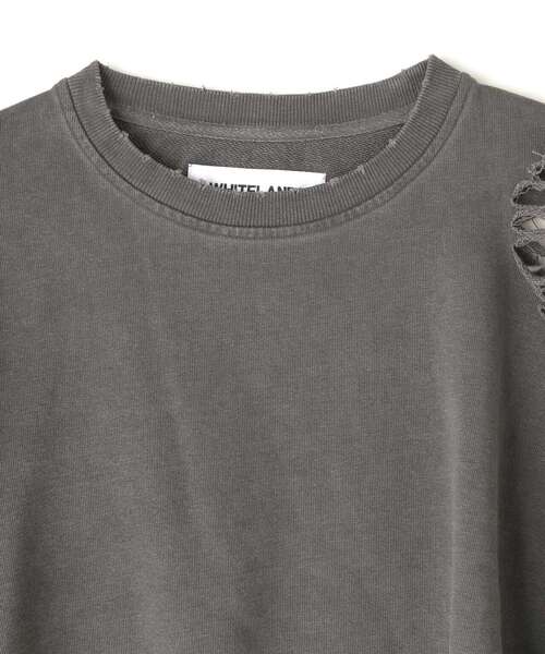 WHITELAND（ホワイトランド）の「WHITELAND/ホワイトランド/DAMEGE WIDE SWEAT/ダメージワイドスウェット（スウェット・レディース・チャコールグレー・F）」の6枚目の写真