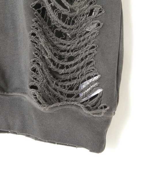 WHITELAND（ホワイトランド）の「WHITELAND/ホワイトランド/DAMEGE WIDE SWEAT/ダメージワイドスウェット（スウェット・レディース・チャコールグレー・F）」の8枚目の写真