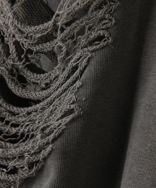 WHITELAND（ホワイトランド）の「WHITELAND/ホワイトランド/DAMEGE WIDE SWEAT/ダメージワイドスウェット（スウェット・レディース・チャコールグレー・F）」の10枚目の写真