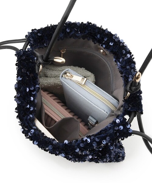 grove（グローブ）の「◆スパンコール巾着2WAYショルダー（ショルダーバッグ・レディース・ブラック系3/ネイビー系3/グレー系3・00）」の9枚目の写真
