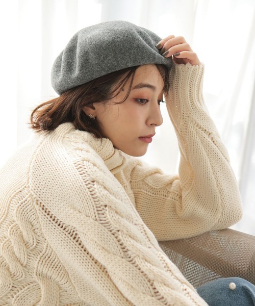DONOBAN(ドノバン)の「ベーシックベレー(ハンチング/ベレー帽・レディース・ライトベージュ/グレー/ブラック/キャメル・F)」の8枚目の写真