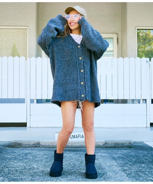 anap mimpi(アナップミンピ)の「ブークレループヤーン起毛MIXニットカーディガン(カーディガン/ボレロ・レディース・ネイビー/ダークグレー/ベージュ系その他・FREE)」の9枚目の写真