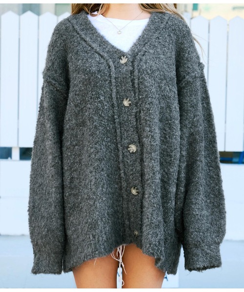 anap mimpi(アナップミンピ)の「ブークレループヤーン起毛MIXニットカーディガン(カーディガン/ボレロ・レディース・ネイビー/ダークグレー/ベージュ系その他・FREE)」の21枚目の写真