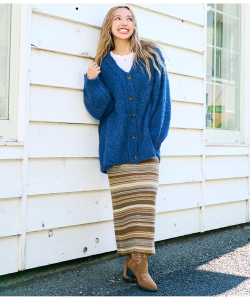 anap mimpi(アナップミンピ)の「ブークレループヤーン起毛MIXニットカーディガン(カーディガン/ボレロ・レディース・ネイビー/ダークグレー/ベージュ系その他・FREE)」の18枚目の写真