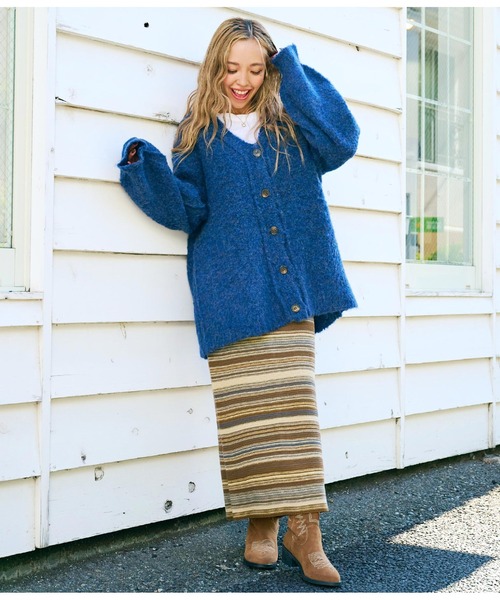 anap mimpi(アナップミンピ)の「ブークレループヤーン起毛MIXニットカーディガン(カーディガン/ボレロ・レディース・ネイビー/ダークグレー/ベージュ系その他・FREE)」の19枚目の写真