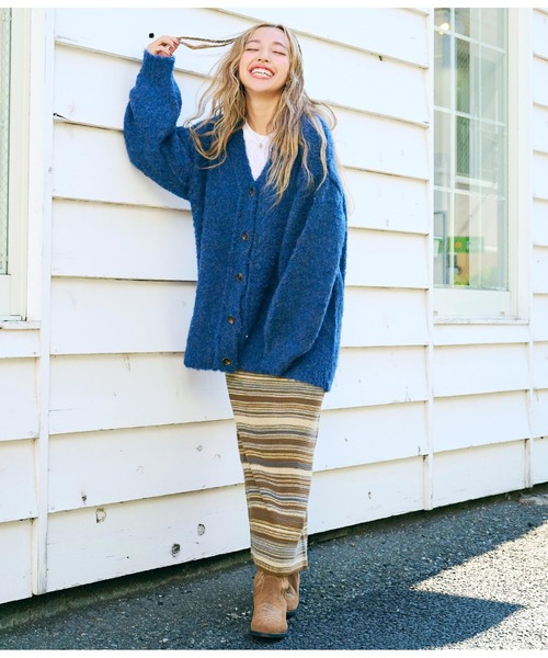 anap mimpi(アナップミンピ)の「ブークレループヤーン起毛MIXニットカーディガン(カーディガン/ボレロ・レディース・ネイビー/ダークグレー/ベージュ系その他・FREE)」の20枚目の写真