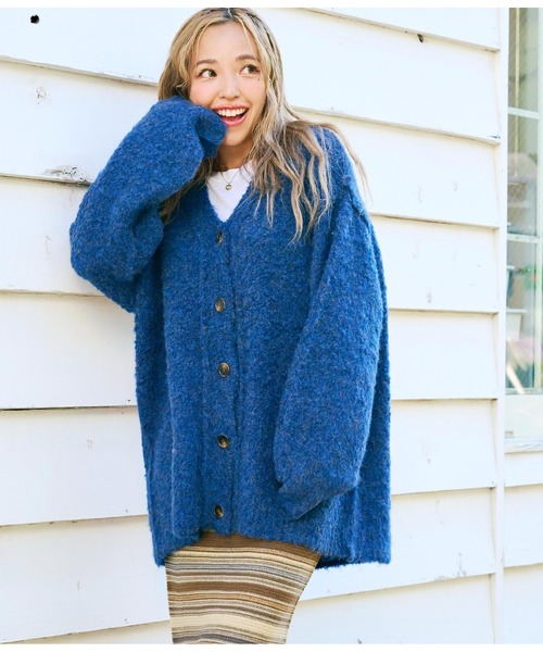 anap mimpi(アナップミンピ)の「ブークレループヤーン起毛MIXニットカーディガン(カーディガン/ボレロ・レディース・ネイビー/ダークグレー/ベージュ系その他・FREE)」の17枚目の写真