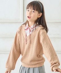 リボンタイ ブラウス×ライトニット ドッキングプルオーバー(130cm～160cm)