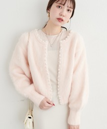 アルパカタッチパールトリムカーディガン