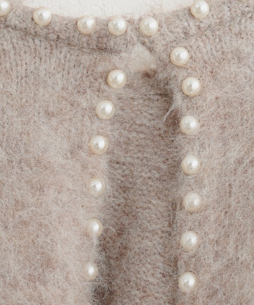 natural couture(ナチュラルクチュール)の「アルパカタッチパールトリムカーディガン(カーディガン/ボレロ・レディース・サックスブルー/チャコールグレー/ピンク/モカ・FREE)」の17枚目の写真