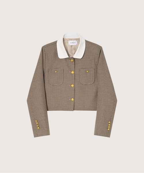 LA POMME petit(ラポミ・プチ)の「Houndstooth Gold Button Skirt Set-Up(セットアップ・レディース・ブラウン・MEDIUM/SMALL/LARGE)」の2枚目の写真