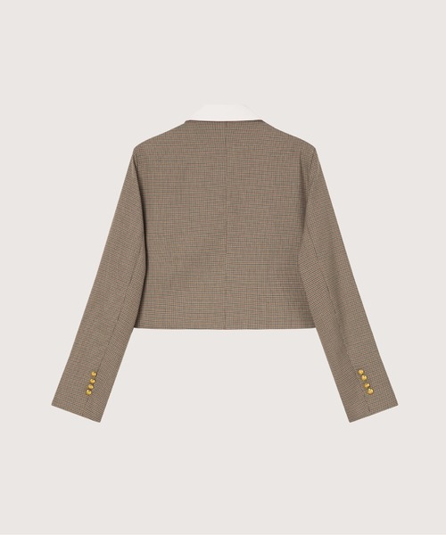 LA POMME petit(ラポミ・プチ)の「Houndstooth Gold Button Skirt Set-Up(セットアップ・レディース・ブラウン・MEDIUM/SMALL/LARGE)」の3枚目の写真
