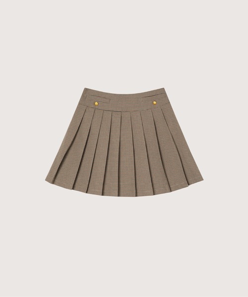 LA POMME petit(ラポミ・プチ)の「Houndstooth Gold Button Skirt Set-Up(セットアップ・レディース・ブラウン・MEDIUM/SMALL/LARGE)」の4枚目の写真