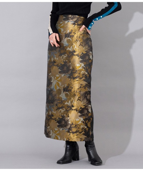 Settimissimo（セッティミッシモ）の「ジャガードフラワー Iラインスカート ナロースカート（スカート・レディース・アイボリー/イエロー・FREE）」の9枚目の写真
