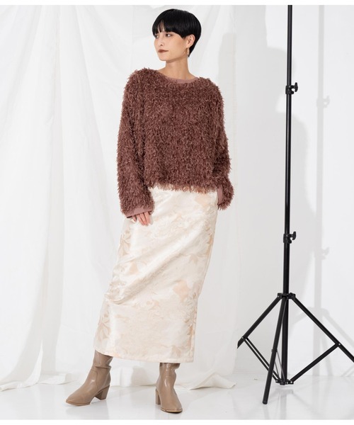 Settimissimo（セッティミッシモ）の「ジャガードフラワー Iラインスカート ナロースカート（スカート・レディース・アイボリー/イエロー・FREE）」の7枚目の写真