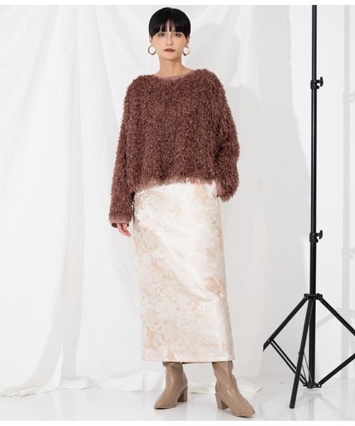 Settimissimo（セッティミッシモ）の「ジャガードフラワー Iラインスカート ナロースカート（スカート・レディース・アイボリー/イエロー・FREE）」の6枚目の写真