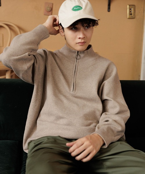 niko and...（ニコアンド）の「WJQハーフジップニットプルオーバー（ニット/セーター・メンズ・ベージュ/ブラック/グリーン/オフホワイト・MEDIUM/LARGE）」の3枚目の写真