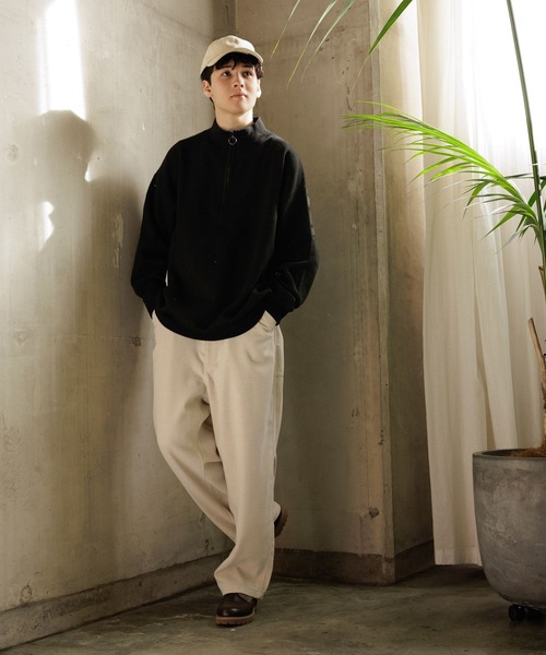 niko and...（ニコアンド）の「WJQハーフジップニットプルオーバー（ニット/セーター・メンズ・ベージュ/ブラック/グリーン/オフホワイト・MEDIUM/LARGE）」の7枚目の写真