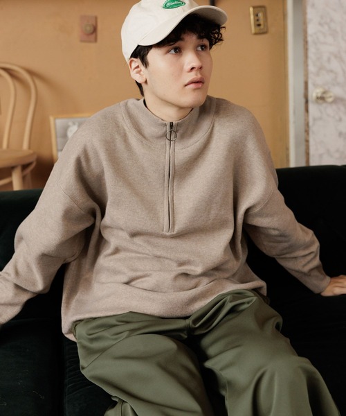 niko and...（ニコアンド）の「WJQハーフジップニットプルオーバー（ニット/セーター・メンズ・ベージュ/ブラック/グリーン/オフホワイト・MEDIUM/LARGE）」の9枚目の写真