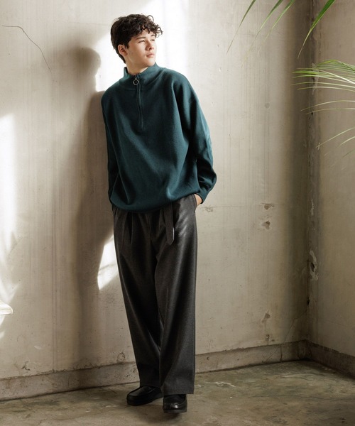 niko and...（ニコアンド）の「WJQハーフジップニットプルオーバー（ニット/セーター・メンズ・ベージュ/ブラック/グリーン/オフホワイト・MEDIUM/LARGE）」の14枚目の写真