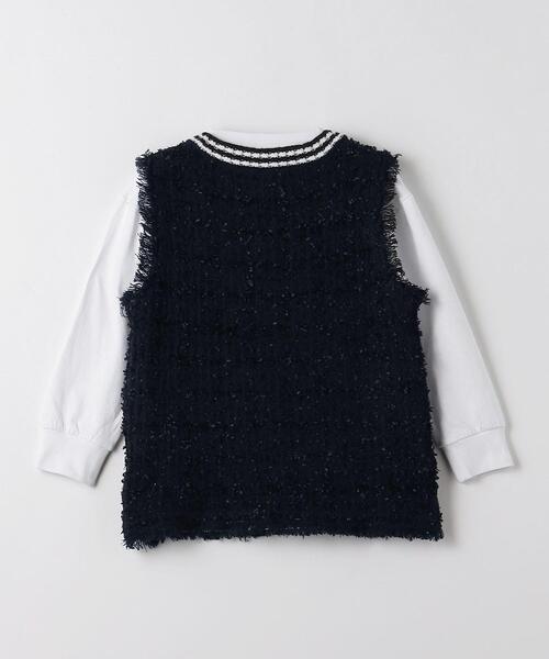 green label relaxing（グリーンレーベルリラクシング）の「TJ ツイードニットベスト+カットプルオーバー セット 100cm-110cm（Tシャツ/カットソー・キッズ・ネイビー/ケリー・S130/XS110）」の4枚目の写真