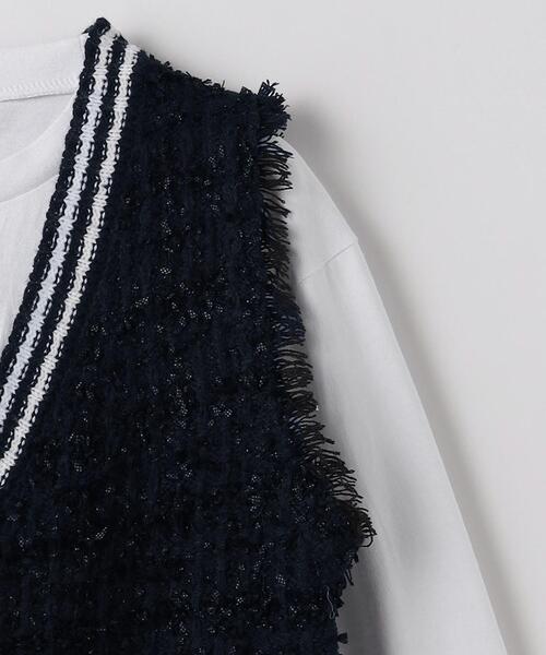 green label relaxing（グリーンレーベルリラクシング）の「TJ ツイードニットベスト+カットプルオーバー セット 100cm-110cm（Tシャツ/カットソー・キッズ・ネイビー/ケリー・S130/XS110）」の6枚目の写真