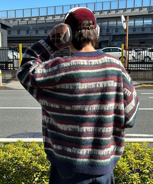 Perushu(ペルーシュ)の「ユーズドライクマルチボーダーニット(ニット/セーター・メンズ・モスグリーン/ネイビー・LARGE/MEDIUM)」の11枚目の写真