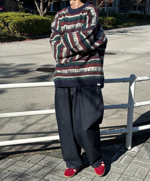 Perushu(ペルーシュ)の「ユーズドライクマルチボーダーニット(ニット/セーター・メンズ・モスグリーン/ネイビー・LARGE/MEDIUM)」の6枚目の写真