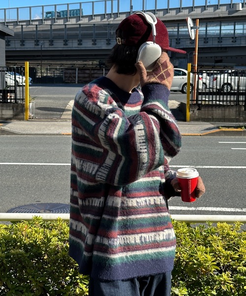 Perushu(ペルーシュ)の「ユーズドライクマルチボーダーニット(ニット/セーター・メンズ・モスグリーン/ネイビー・LARGE/MEDIUM)」の10枚目の写真