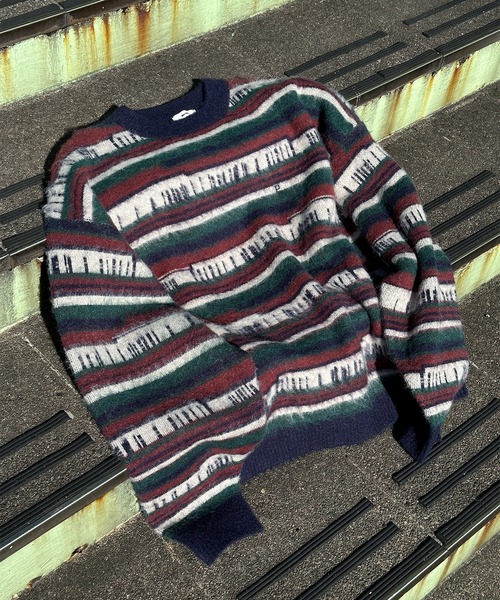 Perushu(ペルーシュ)の「ユーズドライクマルチボーダーニット(ニット/セーター・メンズ・モスグリーン/ネイビー・LARGE/MEDIUM)」の22枚目の写真