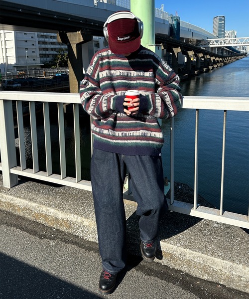 Perushu(ペルーシュ)の「ユーズドライクマルチボーダーニット(ニット/セーター・メンズ・モスグリーン/ネイビー・LARGE/MEDIUM)」の21枚目の写真