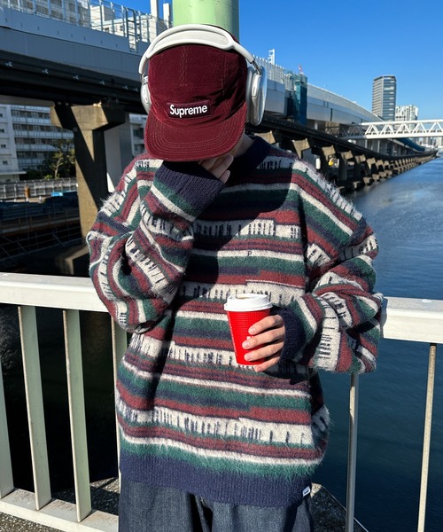 Perushu(ペルーシュ)の「ユーズドライクマルチボーダーニット(ニット/セーター・メンズ・モスグリーン/ネイビー・LARGE/MEDIUM)」の17枚目の写真