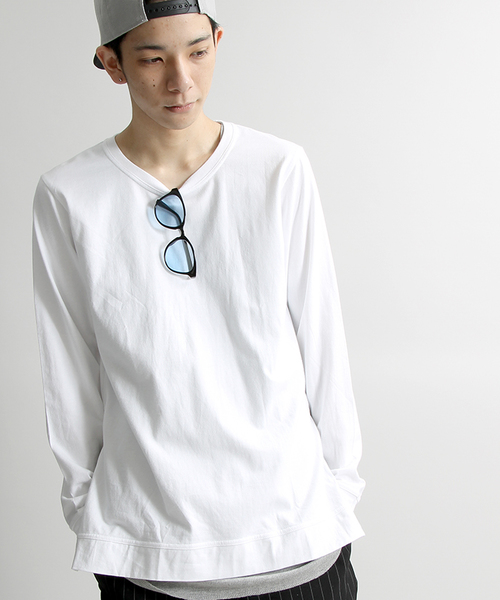 WEGO（ウィゴー）の「WEGO/サイドZIPロングTシャツ（Tシャツ/カットソー・メンズ・ホワイト/ブラック・MEDIUM/LARGE）」の2枚目の写真